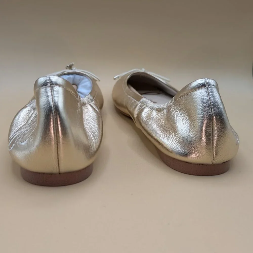 Sam Edelman Girls Size 1 M Felicia Ballet Flats Medallion Gold Leather NEW